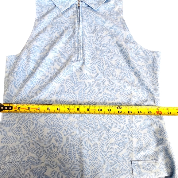 Peter Millar Crown Sport Carner Golf  Dress Cottage Blue Palm Frond Size Small - Picture 14 of 15